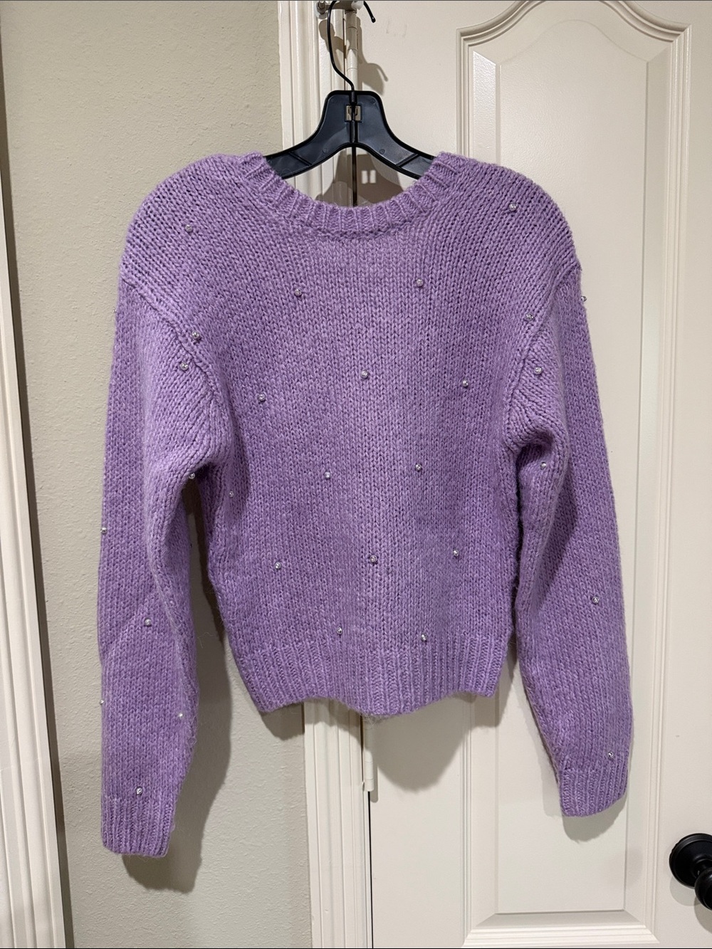 Lilac stone -Embellished Crewneck Sweater - Women's size XS